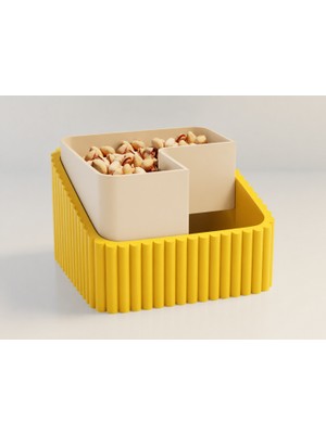 Brf Store Ysnprıme Fıstık Kasesi – 3D Baskı Çift Hazneli Kabuk Ayırıcı Sunum Kasesi - Sarı Bej