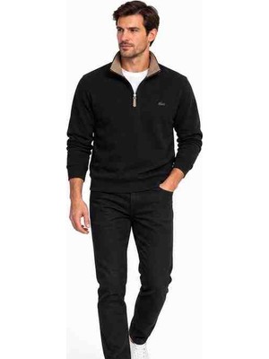 Lacoste Fermuar Yaka Regular Fit Siyah