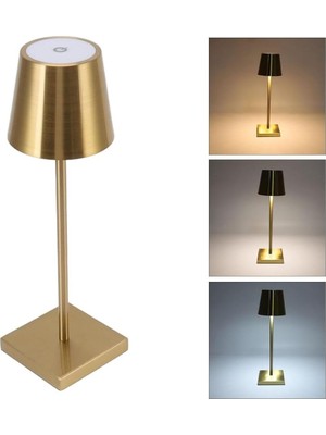 Brf Store Sidelyasell Istanbul Gold Şarjlı Masa Lambası Dimmerli 3 Renk Işıklı Dokunmatik Cata Dekoratif Abaju