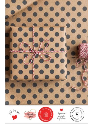 Brf Store Sidelyasell 5 Adet Puantiyeli Paket Kağıdı, 25M Paket Ipi, 35 Adet Stickerdan Oluşan Ambalaj Seti |