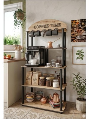 Brf Store Veltrolab Messer Kahve Köşesi Dolabı Çok Amaçlı Kitaplık 140X69X39 cm – Kahve Makinesi Standı, 1. Sı