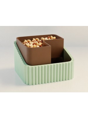 Brf Store Veltrolab Fıstık Kasesi – 3D Baskı Çift Hazneli Kabuk Ayırıcı Sunum Kasesi - Mint Kahverengi