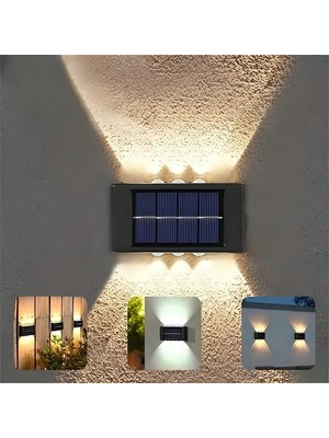 Brf Store Veltrolab Jouis Güneş Enerjili Dış Mekan Duvar Lambası - 6 LED Çift Yönlü Bahçe Aydınlatması, Güneş