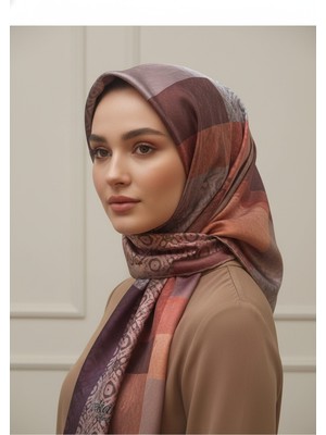İpekal Trend Dijital Baskı  Batik Dikdörtgen Desenli Royan Eşarp Desen 4 Renk 8