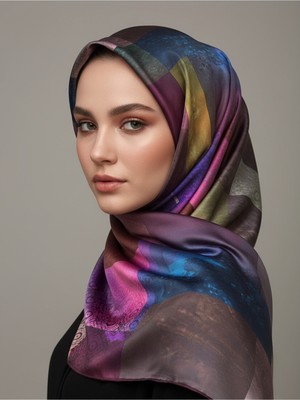 İpekal Trend Dijital Baskı  Batik Dikdörtgen Desenli Royan Eşarp Desen 4 Renk 4