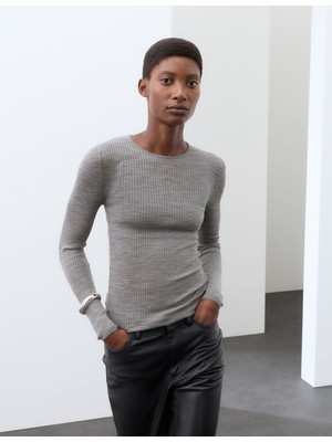 Marks & Spencer Merino Yün Fitilli Uzun Kollu Üst