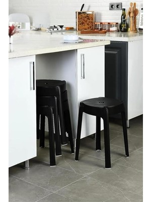 Brf Store Veltrolab Kaymaz Ayaklı Dekoratif Plastik Tabure 4'lü Set, Can.tb.4t