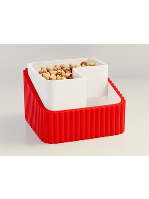 Brf Store Veltrolab Fıstık Kasesi – 3D Baskı Çift Hazneli Kabuk Ayırıcı Sunum Kasesi - Kırmızı Beyaz