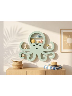Brf Store Veltrolab Ahtapot Duvar Rafı – 3D Baskı Dekoratif Mini Raf-Mint