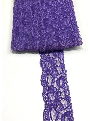 Ayrex Karan Tuhafiye Likralı Dantel / 5 cm Eninde / 2 Metre, Açık Mor
