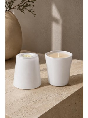 Ayrex 2'li Beyaz Cam Çift Kullanımlı Mumluk / Tealight ve Bardak Mum Için Dekoratif Mumluk Seti