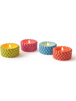 Ayrex 4'lü Renkli Tealight Mumluk Seti – Dekoratif Taş Mumluk, Modern Ev Dekoru, Masa & Salon De