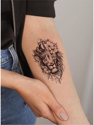 Ayrex Aslan Dövmesi, Kral Tacı Geçici Dövme, Unisex Aslan Tattoo