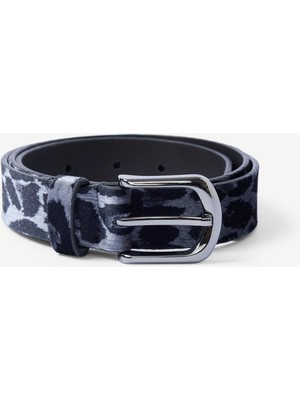 Yargıcı Soyut Leopar Baskılı Kadife Pantolon Kemeri