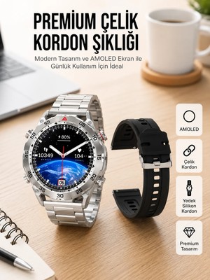 TeknoKapsül 2025 Model Yuvarlak Ekran Android ve Ios Uyumlu Gps Takibi Yapabilen Akıllı Saat Yeni Nesil