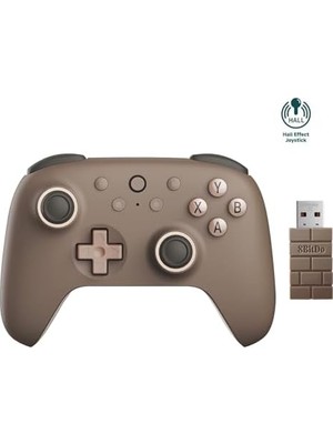 TeknoKapsül 8bitdo Ultimate 2c Wireless Controller For Windows Pc And Android, With 1000Hz Polling Rate, Hall Effect Joysticks And Hall Triggers, And Remappable L4/r4 Bumpers, Turbo Function (Brownie)