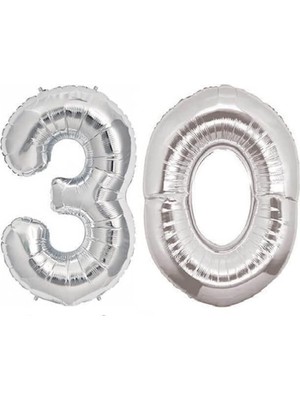 OEM 30 Yaş Sayı Folyo Balon Gümüş 40 Inç 100 cm