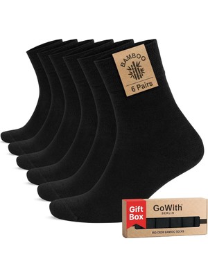 Ayrex Gowith 6'li Bambu Premium Siyah - Renkli Dikişsiz Kutulu Nefes Alabilir Klasik Erkek - Kadın