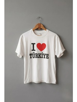 La Bjorn Oversize Unisex Beyaz Türkiye Logolu Turistik Tişört