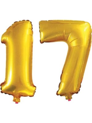 OEM 17 Yaş Sayı Folyo Balon Gold 40 Inç 100 cm