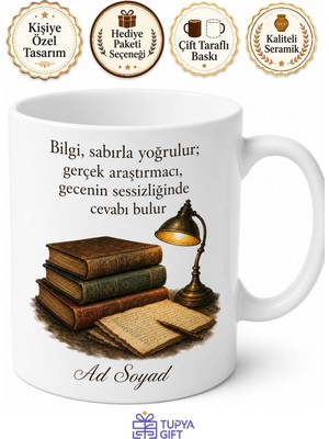 Tupya Gift Kütüphanede Sabahlayanlara Kitap Tozu Yutan Araştırmacı Kupa Bardak Hediye