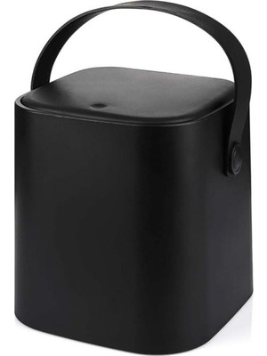 Özkaya Store Tutma Saplı Iç Kovalı Tezgah Üstü Mutfak Çöp Kovası, 4 Litre, Kilitli Kapak, Click Kapak, 20X20X22 Cm, Siyah