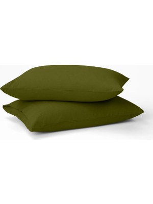 OEM %100 Pamuk 62 Tel (155 Tc) 35X45 Bebek Yastık Kılıfı Seti (Koyu Yeşil)