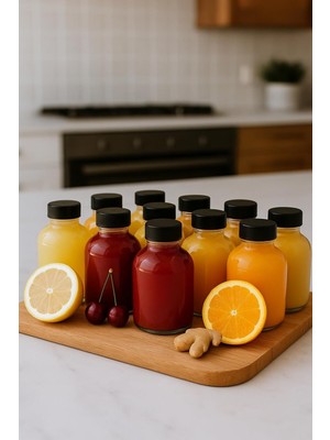 OEM 12 Adet Siyah Plastik Sızdırmaz Kapaklı Cam 50 ml Mini Shot Ginger Detox Şişe Kolonya Koku Süs Şişe