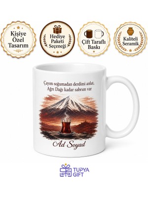 Tupya Gift Doğu Insanı Ağrı Dağı Çay Tiryakisi Soğuk Iklim Sıcacık Yürek Kupa Bardak Hediye