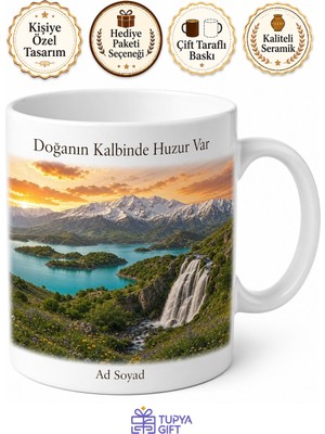 Tupya Gift Bingöl Yüzen Adalar Bal Diyarı Sülbüs Dağı Çatak Şelalesi Manzaralı Kupa Bardak Hediye