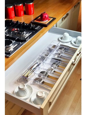 OEM 11'li Set Modüler Mutfaklarda Çekmece Içi Kaşıklık Organizer Düzenleyici Şeffaf Şeffaf 40 x 50