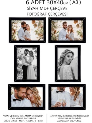 OEM Yhfoto 6 Adet 30X40 Siyah Mdf A3 Çoklu Fotoğraf Siyah