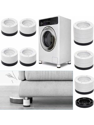 Özkaya Store Beyaz Eşya Ayağı Çamaşır Makinesi Mobilya Titreşim Önleyici Kaydırmaz Yükseltici 4 Lü Beyaz (6 Cm)