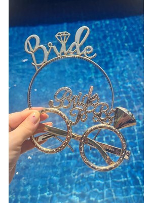 OEM Bride Taç ve Gözlük Seti Bride To Be Taç Gözlük Plastik Set Rose Gold