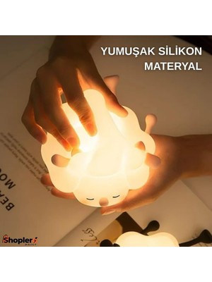 Özkaya Store Silikon Koyun Gece Lambası, Yatak Odası Için, 3 Seviyeli Kısılabilir Parlaklı, Yumuşak Işıltılı Başucu Lambası, Emzirme, Küçük Çocuklar, Bebekler, Çocuk Odaları, Doğum Günü, Şarjlı Lamba