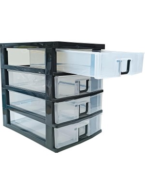 Özkaya Store 4 Gözlü Plastik Takı Bileklik Organizer Çekmece Siyah- AL3186