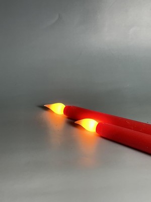 Özkaya Store Alevsiz LED Şamdan Mum Pilli - 2 Adet (Pil Hediyeli) (Kırmızı)