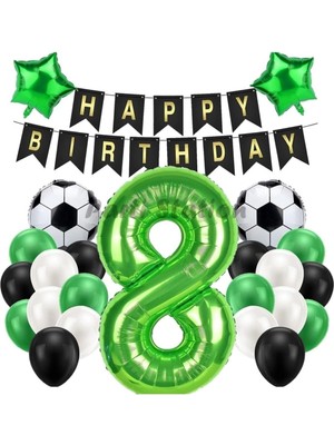 Özkaya Store Futbol Yeşil 8 Yaş Doğum Günü Balon Set Psyslfutbol