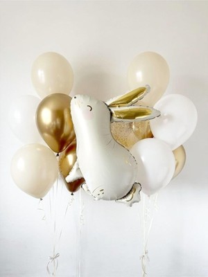 Özkaya Store Woodland Konsept Tavşan Balon Set Sevimli Tavşan Balon Buketi Rabbit Balloon Doğum Günü Balon Set