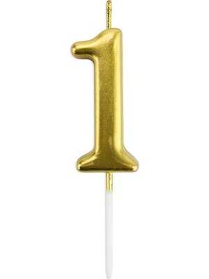 OEM 1 Yaş Gold Rakam Mum Altın Renk Doğum Günü Pasta Mumu 12 cm