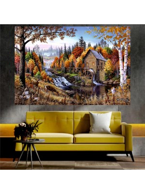 Özkaya Store Homearths Sonbahar ve Doğa Temalı Sanatsal Dekoratif Duvar Tablosu (70X100 Cm)