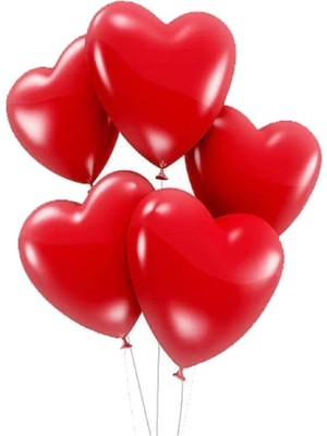 Özkaya Store Roseroi 50 Adet Kırmızı Baskısız Kalp Balonu 30 cm Romantik Kalpli Balon