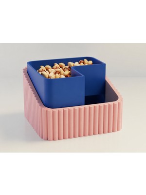 Brf Store Irmakxx Fıstık Kasesi – 3D Baskı Çift Hazneli Kabuk Ayırıcı Sunum Kasesi - Pembe Mavi
