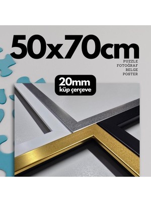Özkaya Store Atlas Sanat Galerisi 20MM Çerçeve, Poliresin, Mat Pvc Kaplamalı, Fotoğraf Puzzle Belge Çerçevesi, Beyaz, 33X48/34X48/35X50/48X68/50X70/60X85/61X61 Cm, Yatay/dikey Asılabilir (Naturel Krem, 50X70)