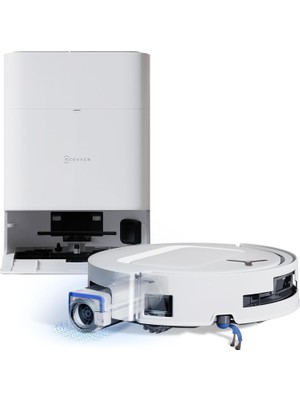 Özkaya Store Deebot T80 Omnı Elektrikli Süpürge Robotu, 18.000 Pa, Anında Otomatik Temizleme Ozmo Roller, Zerotangle 3.0, 40-75 ℃ Sıcak Suda Yıkama, Sıcak Hava Kurutma, Beyaz