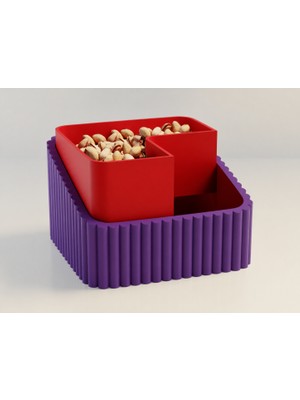 Brf Store Irmakxx Fıstık Kasesi – 3D Baskı Çift Hazneli Kabuk Ayırıcı Sunum Kasesi - Mor Kırmızı