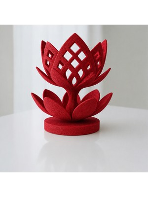 Brf Store Irmakxx Lotus Çiçeği Mumluk – 3D Baskı Dekoratif Tealight Mumluk-Kırmızı