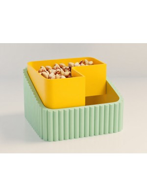 Brf Store Irmakxx Fıstık Kasesi – 3D Baskı Çift Hazneli Kabuk Ayırıcı Sunum Kasesi - Mint Sarı
