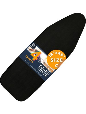 OEM 4 Katmanlı Ütü Masası Kılıfı,ütü Masası Örtüsü,ütü Masası Bezi,silikon Kaplı Isı Dayanıklı 55X135 cm Siyah Renk