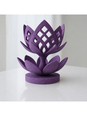 Brf Store Irmakxx Lotus Çiçeği Mumluk – 3D Baskı Dekoratif Tealight Mumluk-Mor